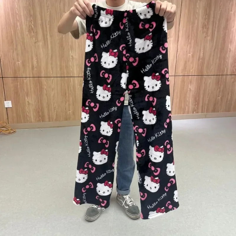 Pantalon de pyjama Hello Kitty, pantalon ample style anime, tenue d'intérieur pour couple, pantalon de détente